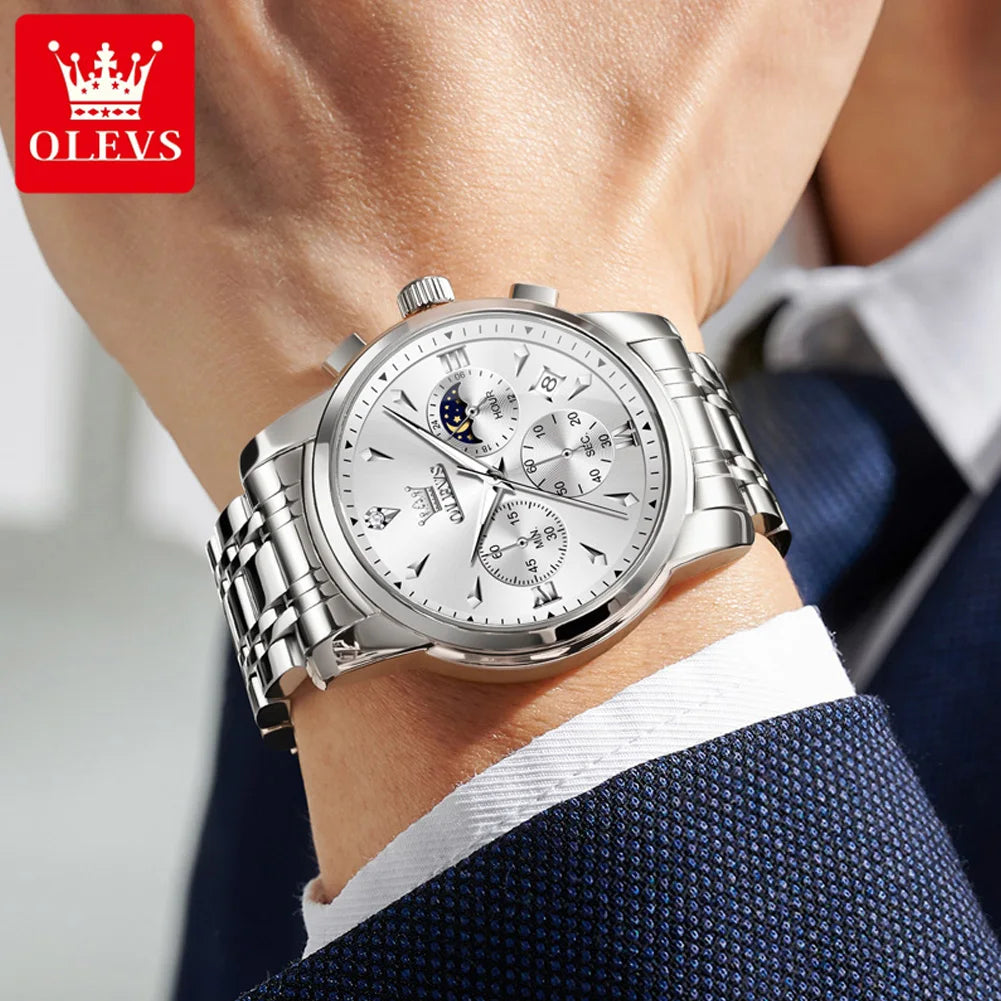 The Steamboat Moon Phase Chronograph by OLEVS