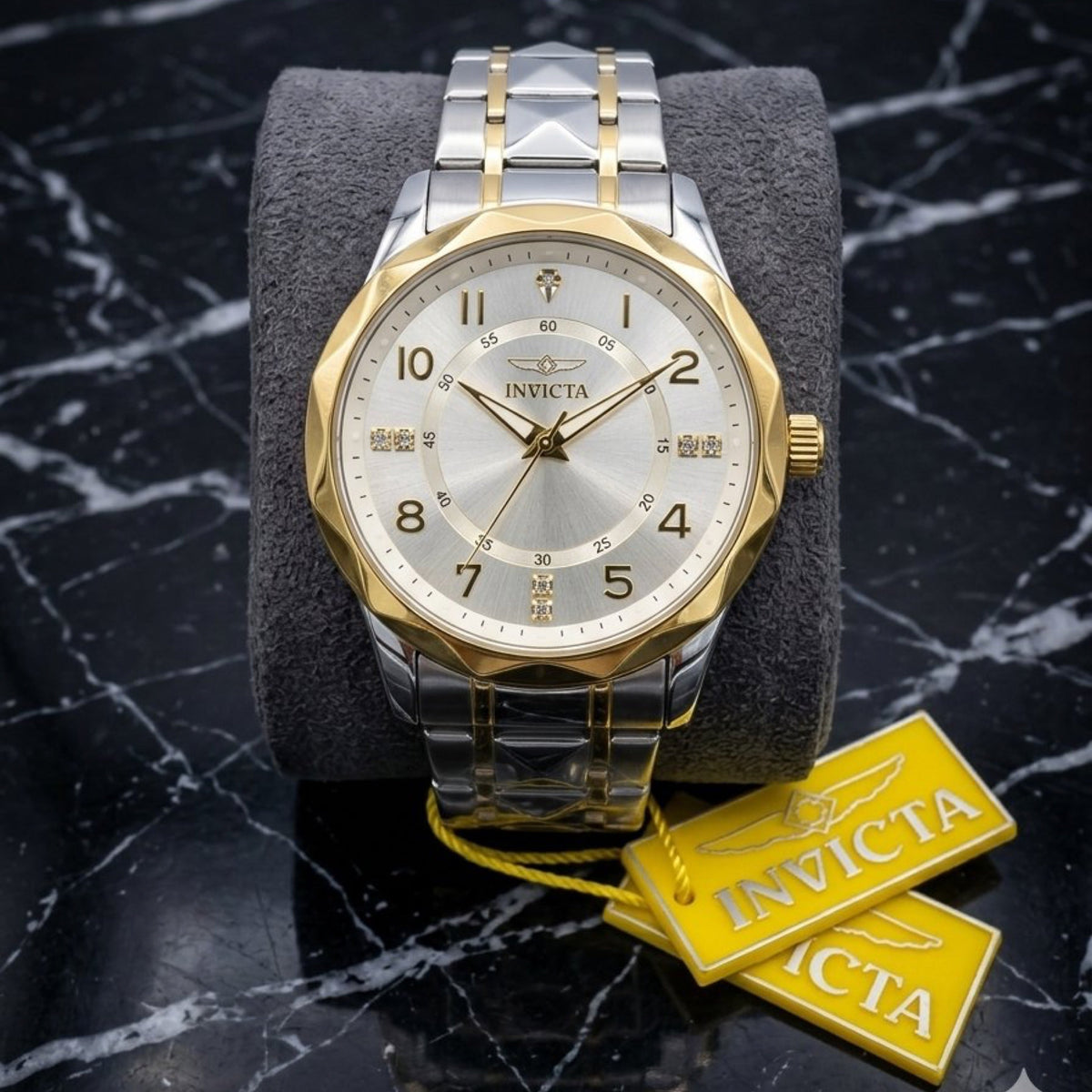 Invicta Specialty Champagne Dial Scalloped Gold Bezel